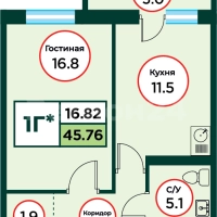 1-комн, 4 этаж, Красноярск, пос Солонцы 
